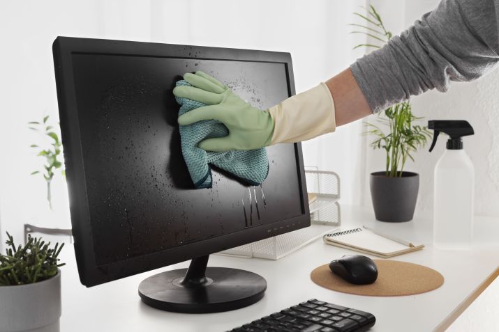 Nunca borrife líquidos diretamente na tela • Freepik