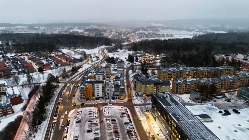 Visão aérea da região de Gottsunda em Uppsala, Suécia, em fevereiro de 2024 • Li-Lian Ahlskog Hou/CNN