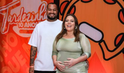 Tati Machado e seu marido, o cineasta Bruno Monteiro, na Tardezinha 10 anos no Engenhão