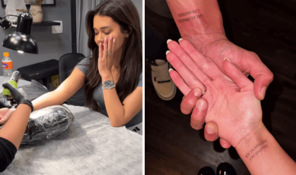 Franciny Ehlke faz tatuagem com o noivo e rebate críticas: "Viva o amor"