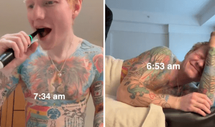 Ed Sheeran impressiona web ao mostrar corpo coberto com tatuagens coloridas