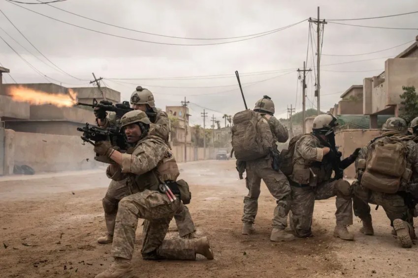 Cena de "Tempo de Guerra" • Reprodução/A24