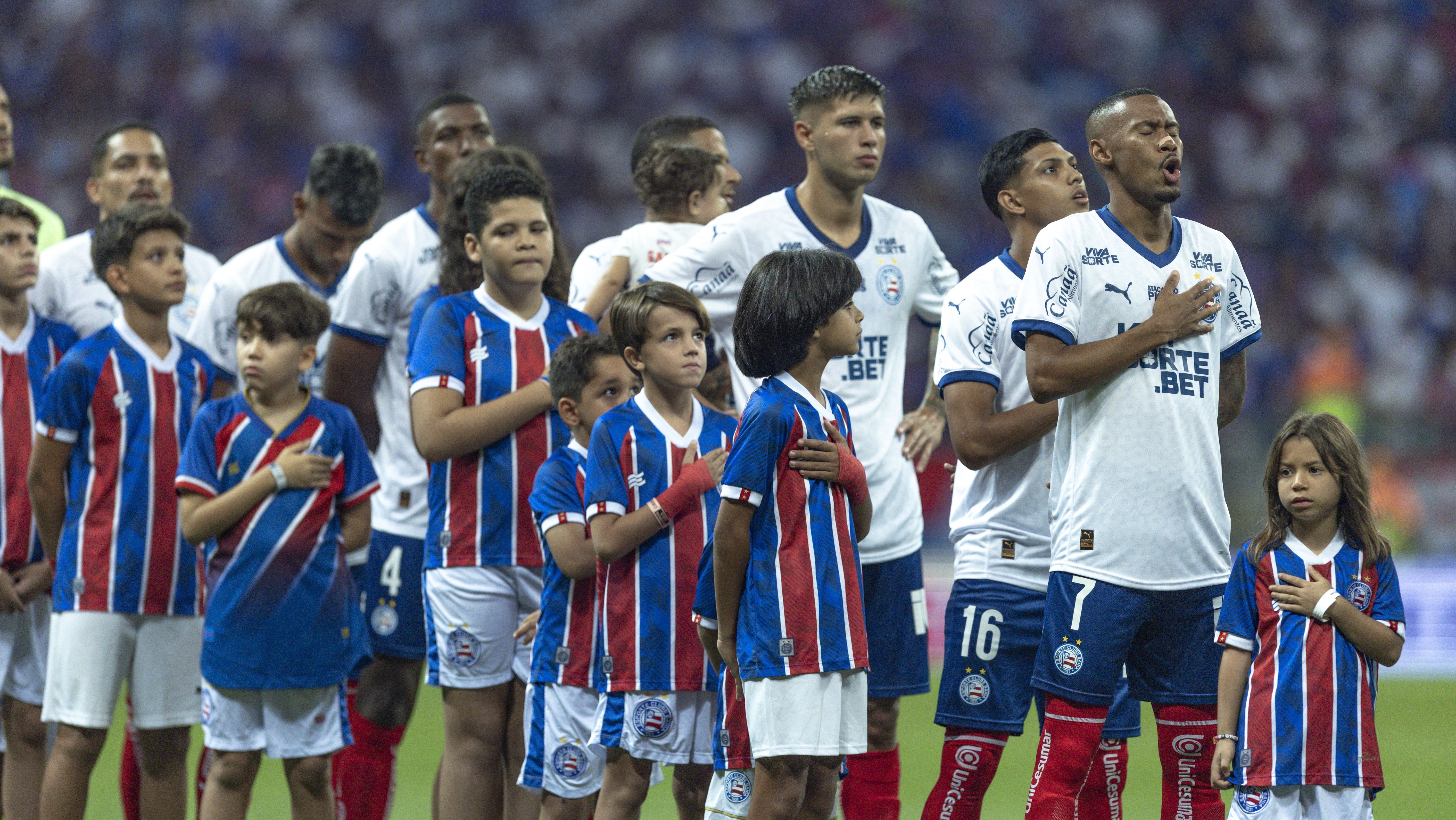 Time do Bahia em partida do Brasileirão