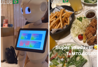 Virginia e Zé Felipe vão a restaurante com atendentes robôs no Japão