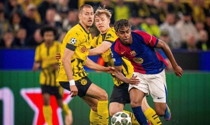 Lamine Yamal em lance no duelo entre Borussia Dortmund x Barcelona