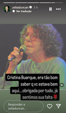 Zelia Duncan lamenta morte de Cristina Buarque • Instagram/ Zelia Duncan