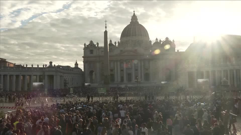 Sun sets over St Peter’s Square as Cardinals begin conclave
