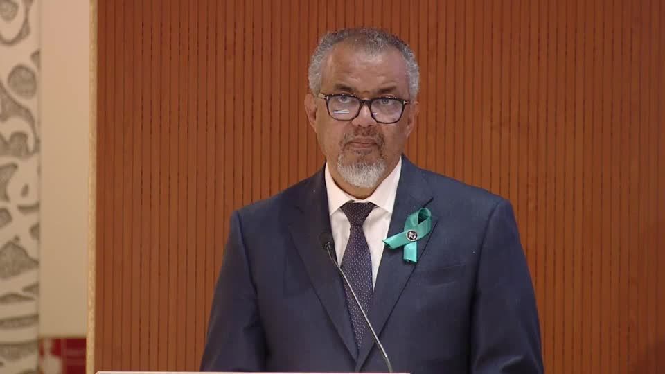 Tedros Adhanom Ghebreyesus durante a 78ª assembleia da OMS em maio de 2025.