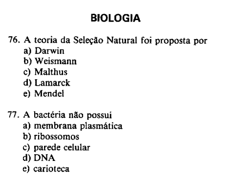 Questões de biologia na Fuvest 1978 viralizam nas redes sociais • Reprodução