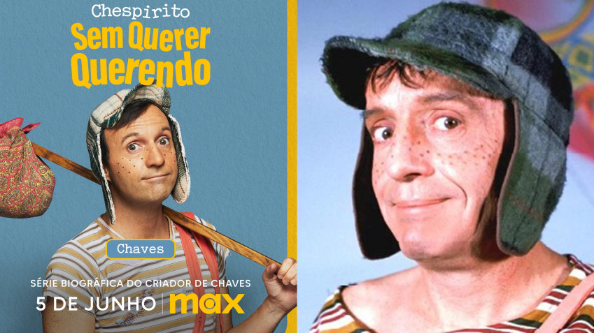 Pablo Cruz vive Roberto Bolaños na série "Chespirito: Sem Querer Querendo" • Reprodução/HBO Max/Televisa