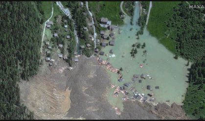 Imagens de satélite mostram vila suíça antes e depois do colapso de geleira