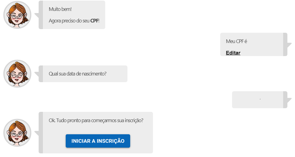 Candidato deve informar CPF e data de nascimento antes de iniciar a inscrição