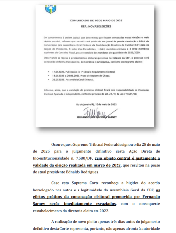 Ednaldo recorre ao STF contra afastamento da presidência da CBF • Reprodução
