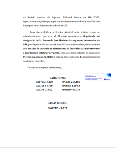 Ednaldo recorre ao STF contra afastamento da presidência da CBF • Reprodução