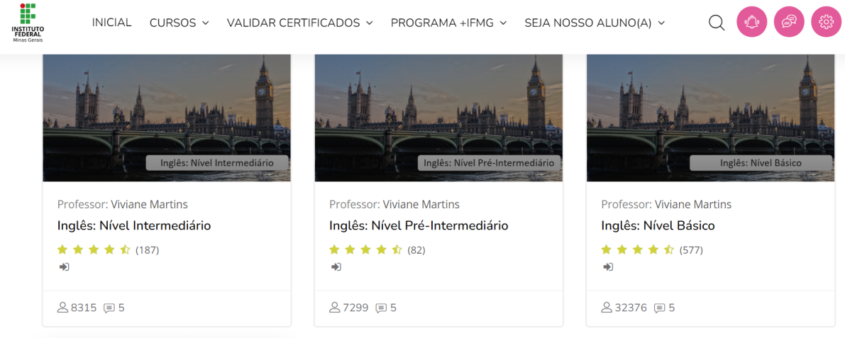 Estudantes podem escolher entre o curso básico de inglês, pré-intermediário ou intermediário • Reprodução/IFMG