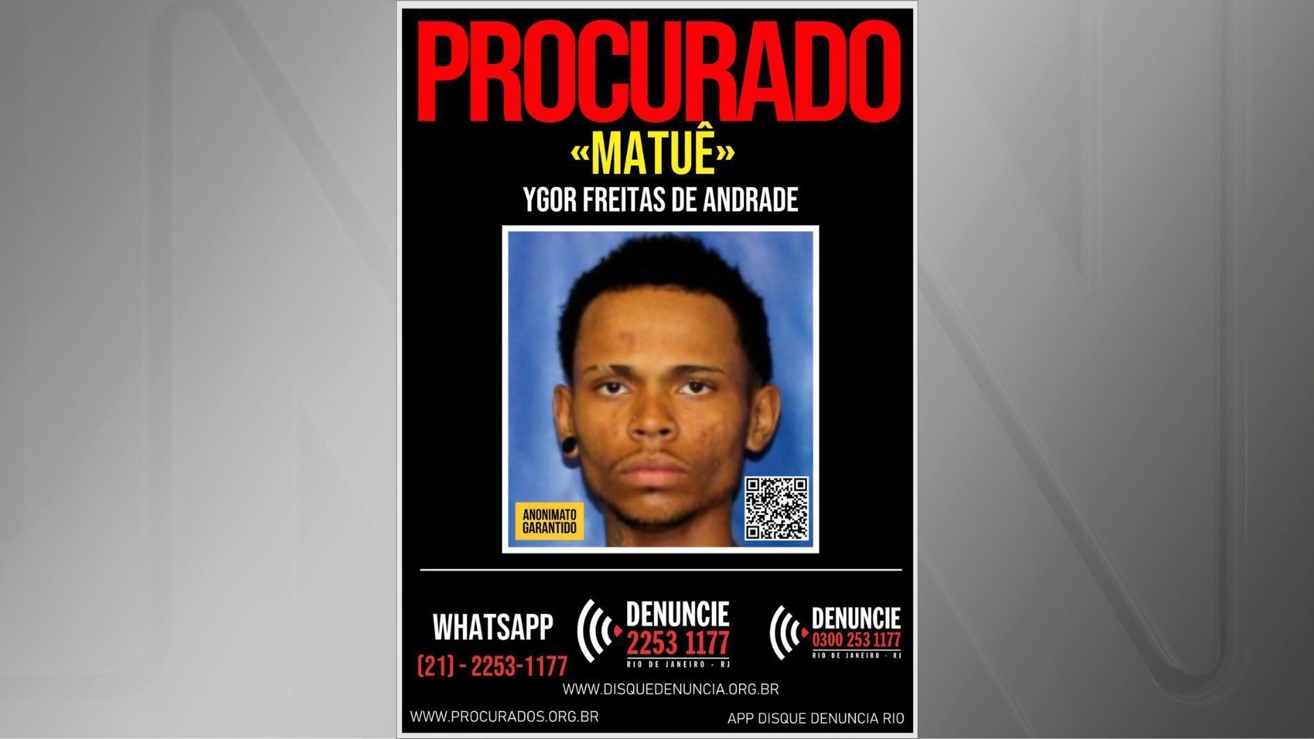 Ygor Freitas de Andrade, o “Matuê”, é suspeito de ter matado policial da Core no Rio de Janeiro • Reprodução