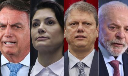 Jair Bolsonaro, Michelle Bolsonaro, Tarcísio de Freitas e Luiz Inácio Lula da Silva