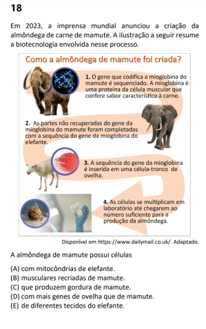 Comparativo com uma questão de biologia na Fuvest de 2024 • Reprodução