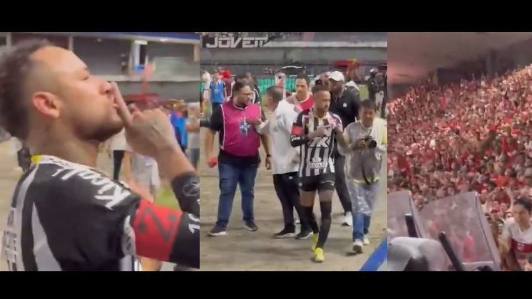 Neymar é xingado pela torcida do CRB e rebate com gesto