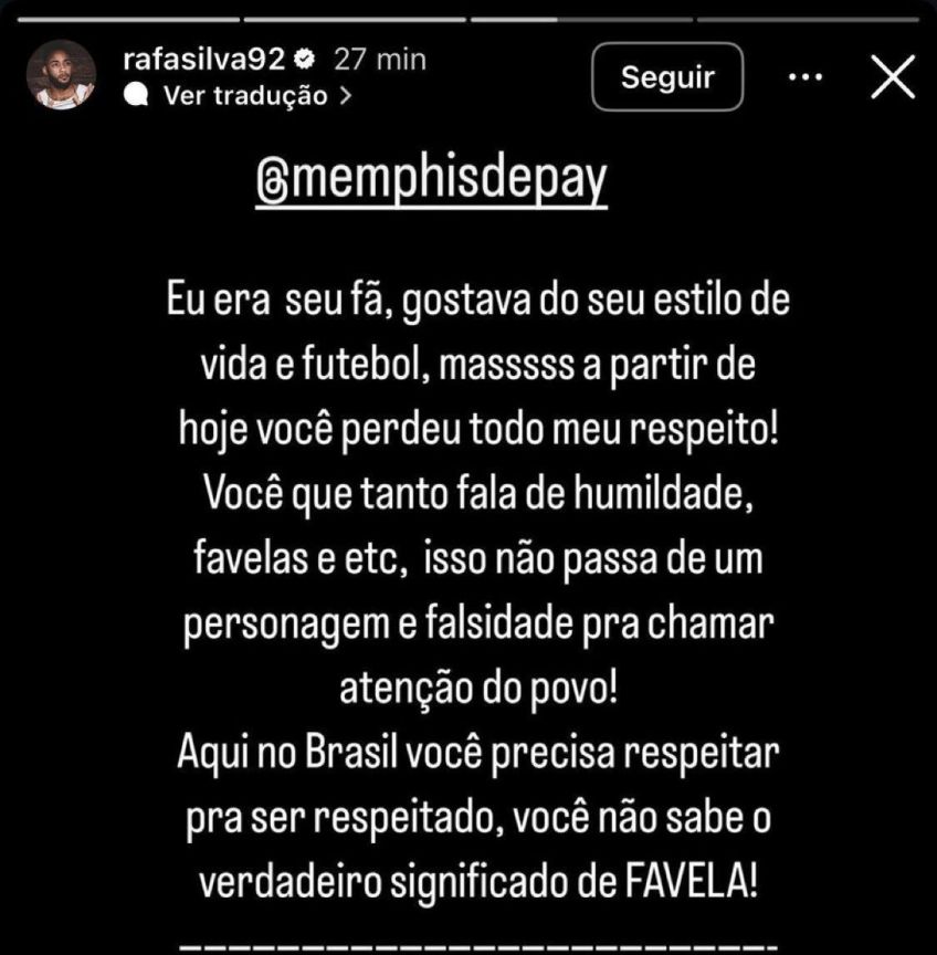 Jogador desabafou nas redes sociais • Foto: Reprodução