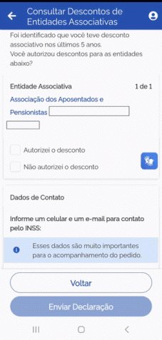 Tela no aplicativo Meu INSS • Reprodução gov.br