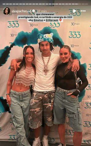 Eva, Matuê e Renata se encontraram após apresentação do cantor em Fortaleza, no Ceará • Instagram/Eva Pacheco
