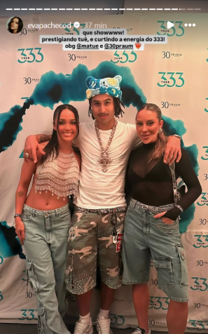 Eva, Matuê e Renata se encontraram após apresentação do cantor em Fortaleza, no Ceará • Instagram/Eva Pacheco