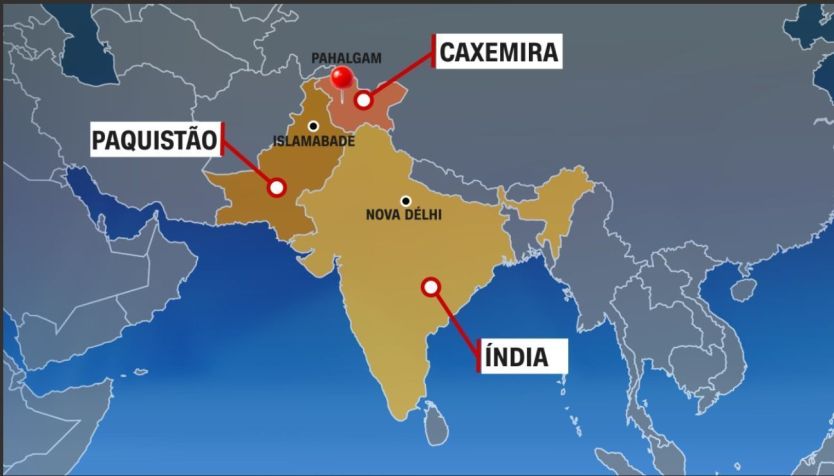 Mapa mostra Índia, Paquistão e região da Caxemira • Arte CNN