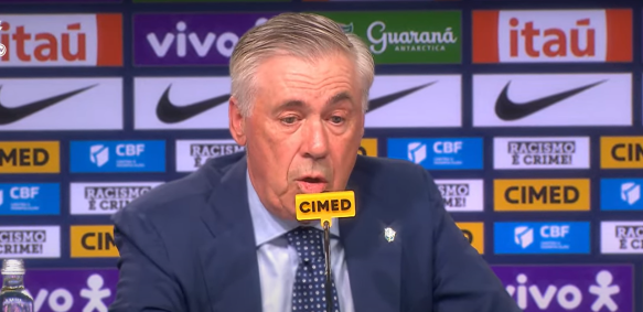 Carlo Ancelotti sendo apresentado pela CBF como novo técnico da Seleção