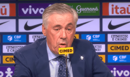 Carlo Ancelotti sendo apresentado pela CBF como novo técnico da Seleção