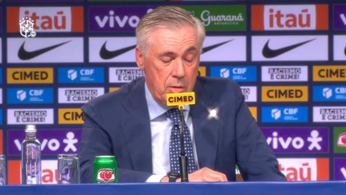 Carlo Ancelotti sendo apresentado pela CBF como novo técnico da Seleção
