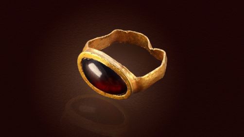 Pesquisadores encontraram um pequeno anel de ouro, incrustado com o que se acredita ser uma granada, durante escavações recentes em Jerusalém