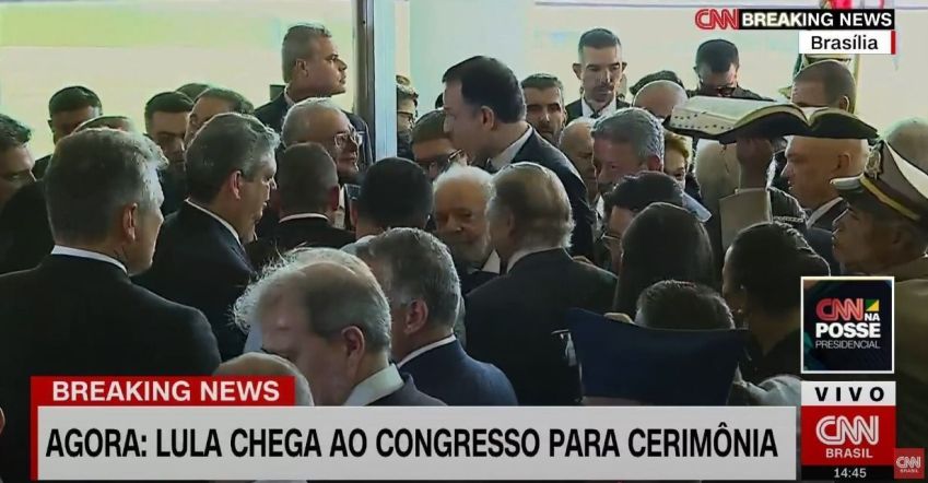 Transmissão da chegada do presidente da República Luiz Inácio Lula da Silva (PT) ao Congresso • Reprodução