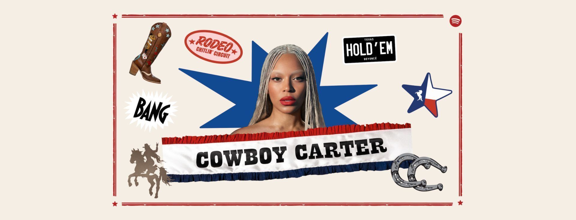 Spotify lança adesivos para capa de playlists da turnê "Cowboy Carter" • Divulgação/Spotify