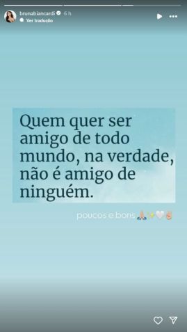 Bruna Biancardi compartilhou reflexão nas redes sobre amizade • Instagram/Bruna Biancardi
