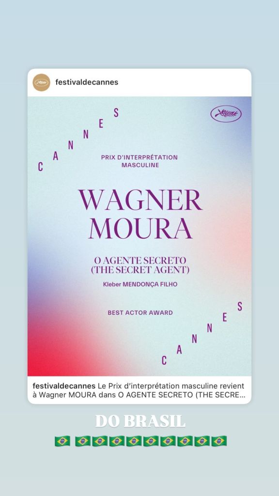 Bruno Gagliasso celebra vitória de Wagner Moura em Cannes