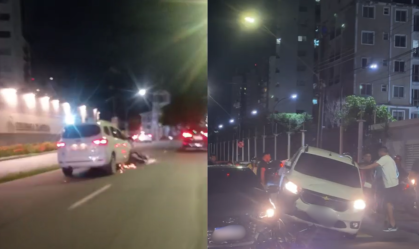 Vídeos: Motociclista é arrastado por carro após acidente em Manaus