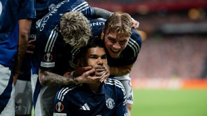 Casemiro comemora gol do United contra o Athletic