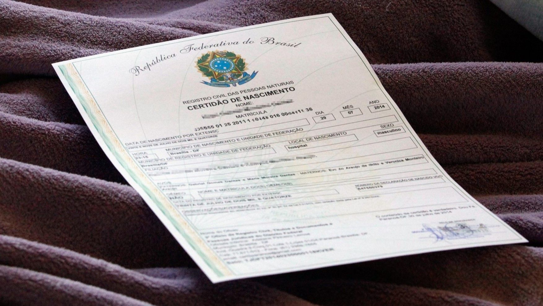 certidão de nascimento