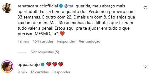 Famosos prestam apoio a Tati Machado após perder bebê • Instagram/Ana Maria Braga