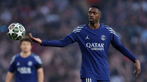 Dembelé, do PSG, durante o duelo contra o Arsenal pela Champions League