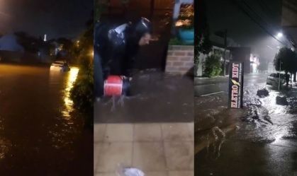 Chuva alaga cidades, interdita rodovia e acumula mais de 200 mm no RS