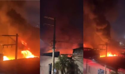 Vídeo: Incêndio atige galpão de recicláveis na zona norte de São Paulo