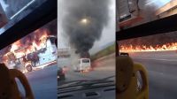 Vídeo: ônibus deixa rastro de fogo após incêndio na Rodovia Anhanguera (SP)