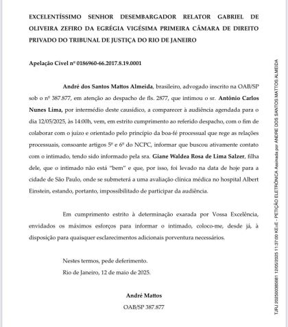 Coronel Nunes não estava se sentindo bem, por isso não compareceu à audiência • Reprodução