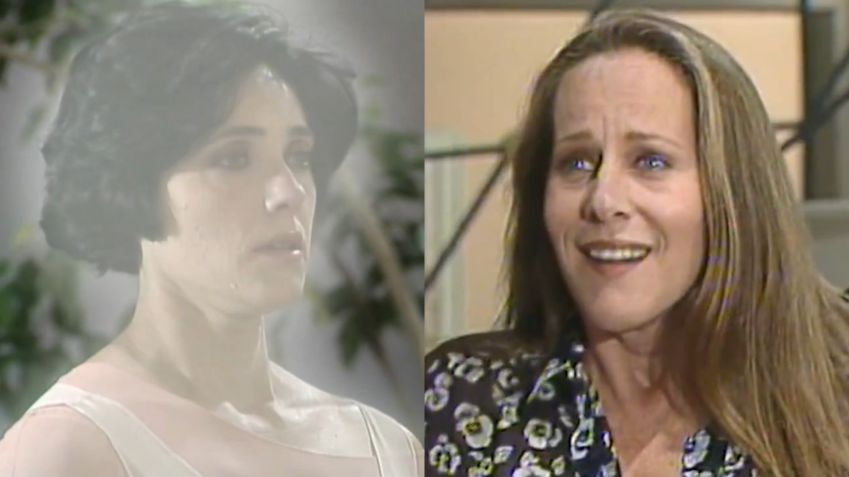 Estela (Lucinha Lins) consegue ver o espírito da irmã Diná (Christiane Torloni) • Reprodução/Globoplay