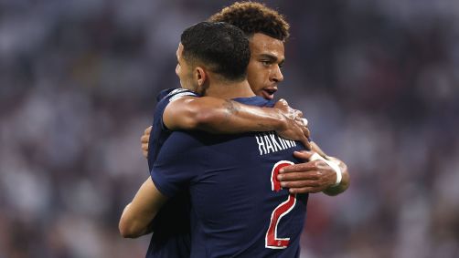 Hakimi e Doué, autores de gols do PSG na final da Champions League