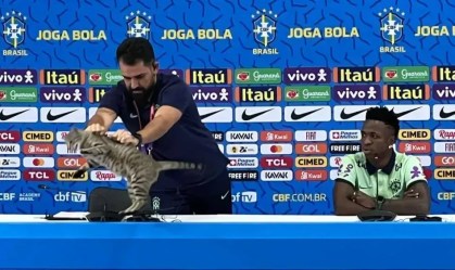 Vinicius Rodrigues arremessou gato para fora da mesa em coletiva da Seleção