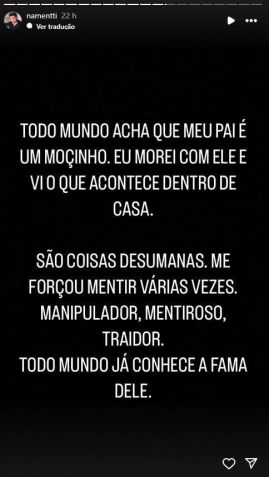 Guilherme Rocha desabafou nas redes sobre o pai, o cantor Latino • Instagram/Namentti