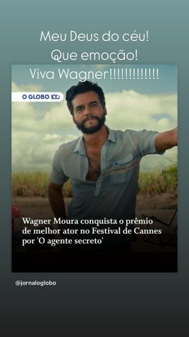 Humberto Carrão celebra vitória de Wagner Moura em Cannes • Instagram/Humberto Carrão